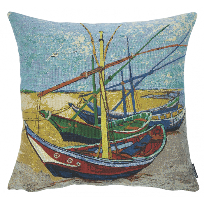 Coussin Barque de Pecheurs Sur la Plage Van Gogh