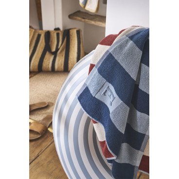 DRAP DE PLAGE JACQUARD TRANSAT MARIN ROUGE BLEU-ESSIX