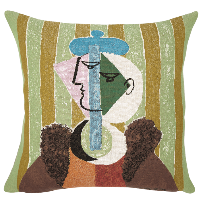 Coussin Femmes Au Beret et Col En Fourrure Picasso
