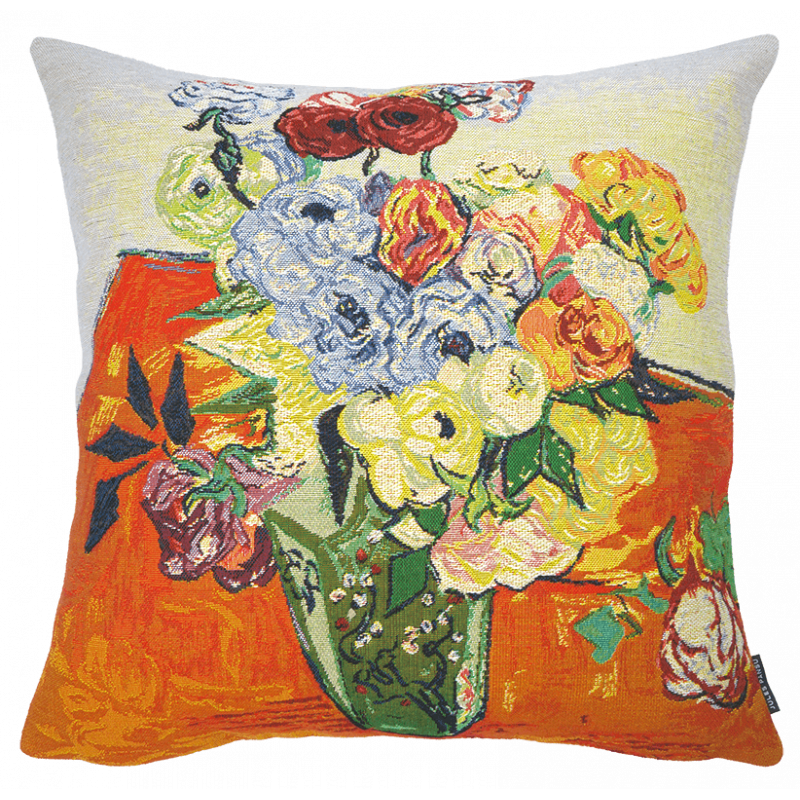 Coussin Roses et Anemones Van Gogh &mdash; vue 1